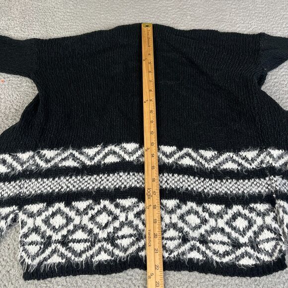 Abercrombie & Fitch Cardigan Sweater Girls M 12 Black White Fair Isle Open Front - Picture 8 of 11